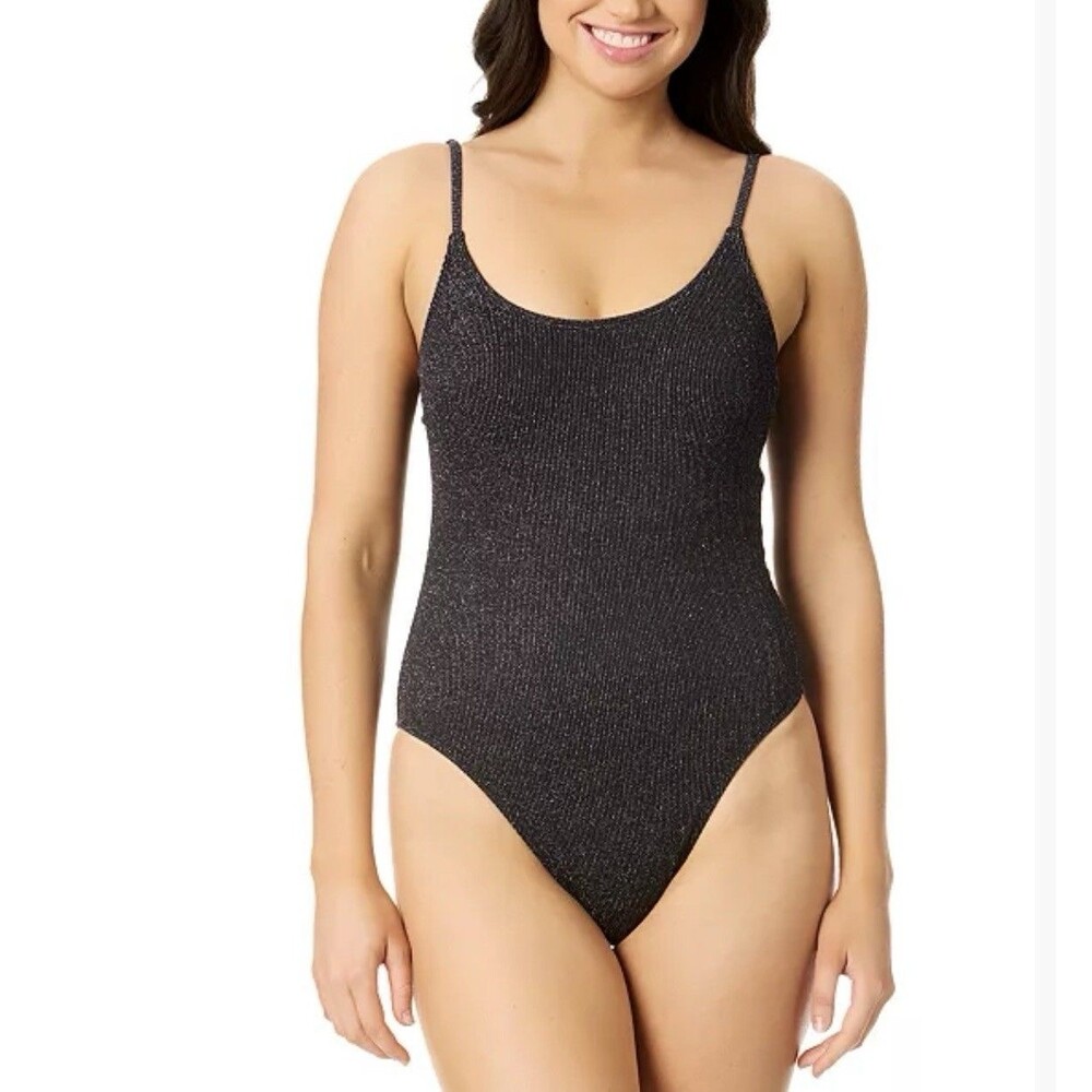 Salt + Cove Juniors One-Piece Swimsuit Size Medium Metallic Black NWT